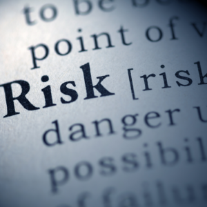 close up of the word risk