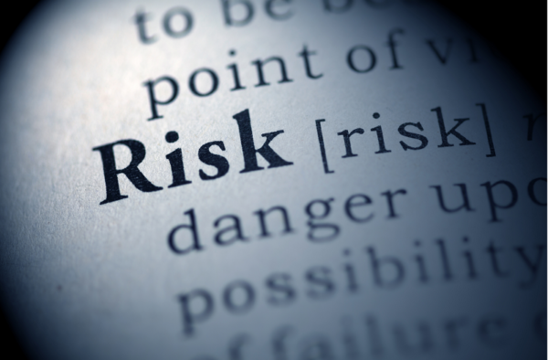 close up of the word risk