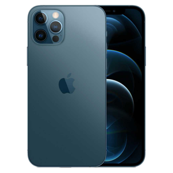 Blue iPhone 12 Pro front and back view