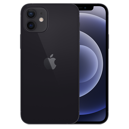 Black iPhone 12 front and back view