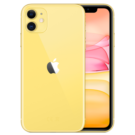 Yellow iPhone 11 front and back view