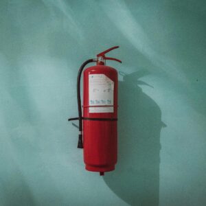 Picture of a fire extinguisher mounted to a wall